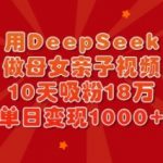 用DeepSeek做母女亲子视频,10天吸粉18万,单日变现多张-赚网-2025最新网赚项目网,副业网!