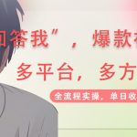 回答我爆款视频,自带流量，AI拉新，分成计划等多方式、多平台变现，单…-赚网-2025最新网赚项目网，副业网！