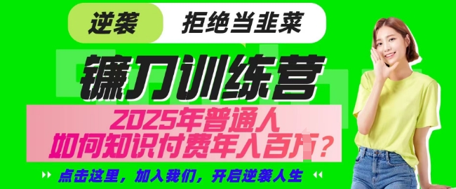 【网创项目终点站-镰刀训练营超级IP合伙人】25年普通人如何通过知识付费实现逆袭【揭秘】-赚网-2025最新网赚项目网，副业网！