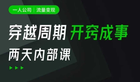 一人公司：流量变现课，一人公司的方法模型拆解， 拆解富人思维，流量思维，小老板思维等-赚网-2025最新网赚项目网，副业网！